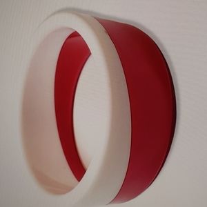 Red and White Lucite Wide Bangle